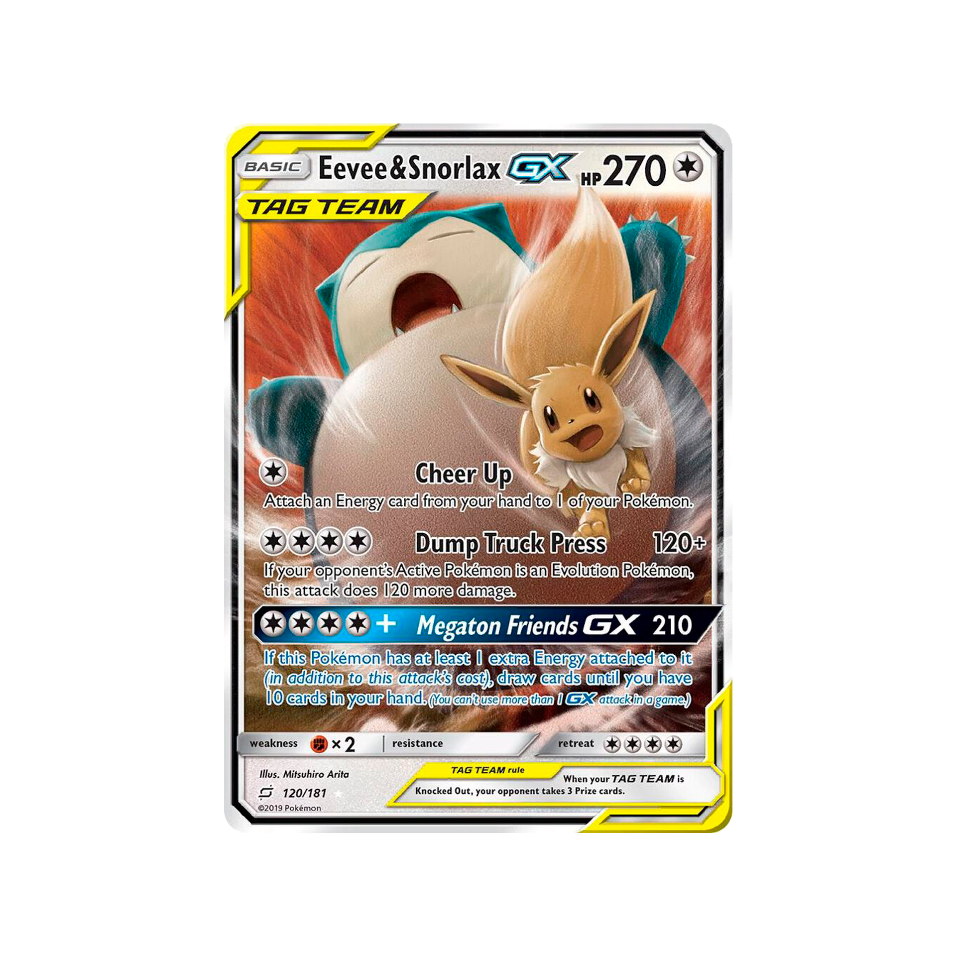 038 120 181 Eevee Gx Sm Sm9 Snorlax Team Up